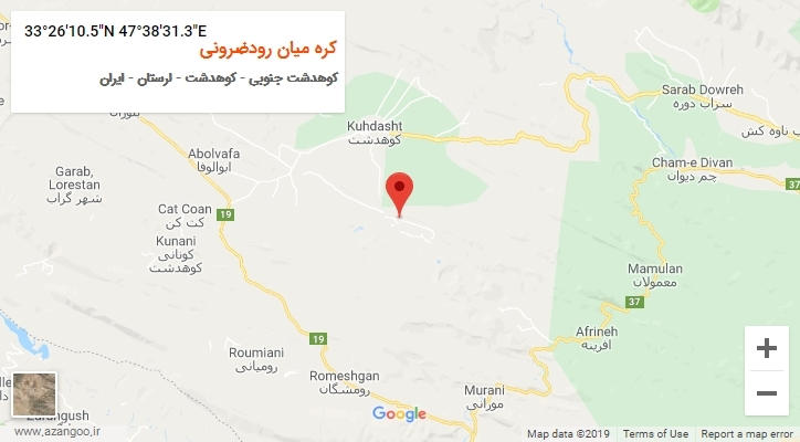 روستای کره میان رودضرونی بر روی نقشه