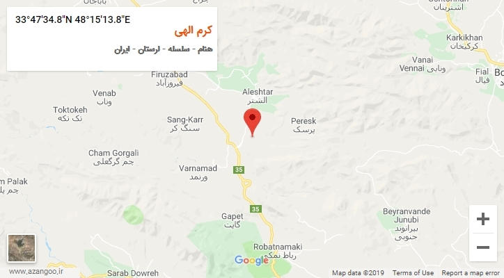 روستای کرم الهی بر روی نقشه