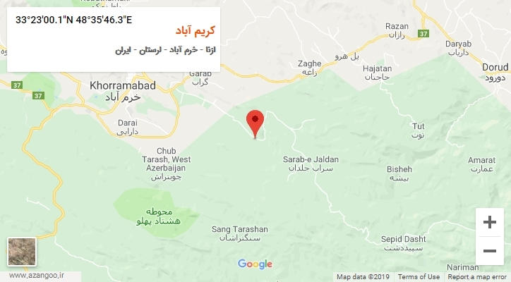 روستای کریم آباد بر روی نقشه