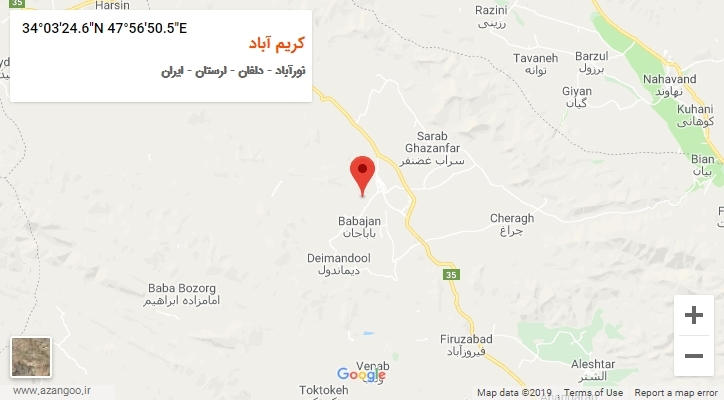 روستای کریم آباد بر روی نقشه
