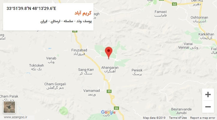 روستای کریم آباد بر روی نقشه