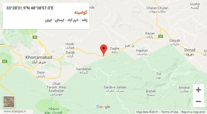 روستای کوامینه بر روی نقشه
