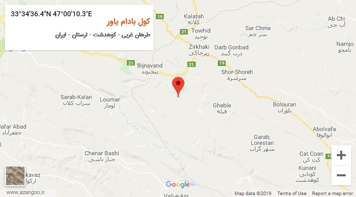 روستای کول بادام یاور بر روی نقشه