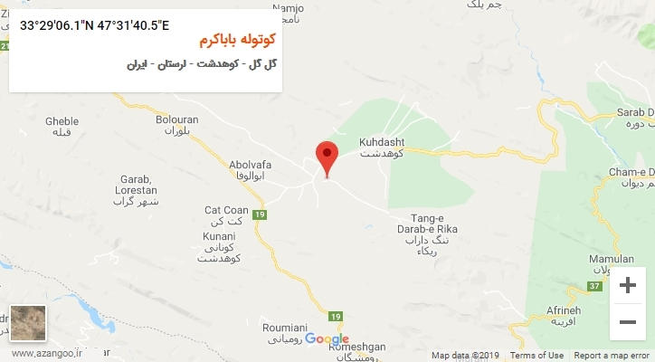 روستای کوتوله باباکرم بر روی نقشه