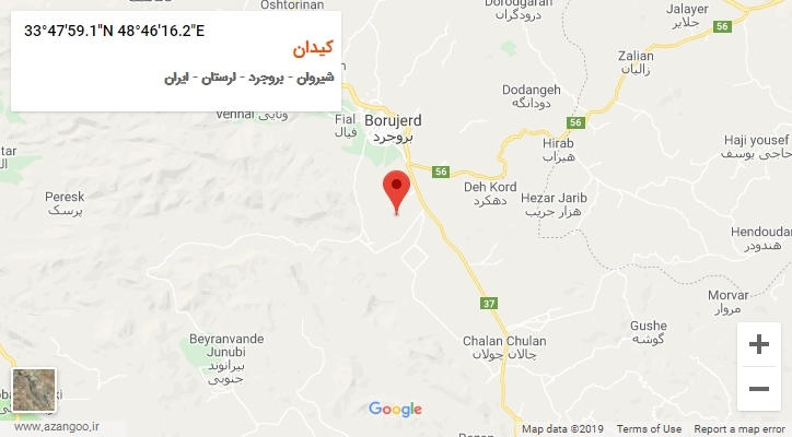 روستای کیدان بر روی نقشه