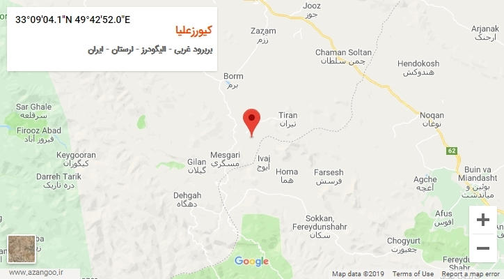 روستای کیورزعلیا بر روی نقشه