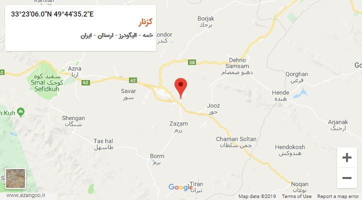روستای کزنار بر روی نقشه
