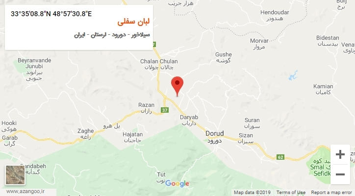 روستای لبان سفلی بر روی نقشه