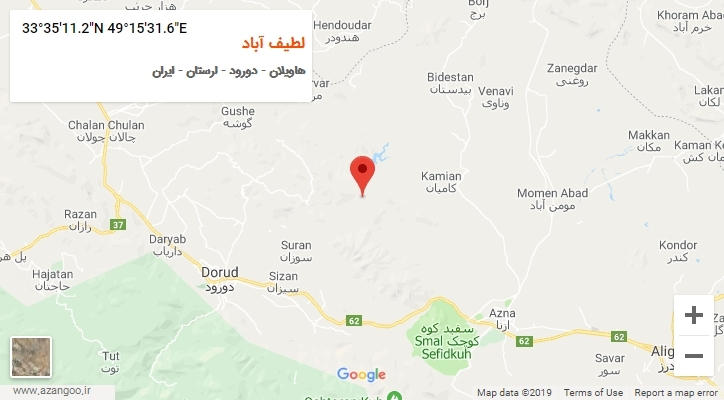 روستای لطیف آباد بر روی نقشه
