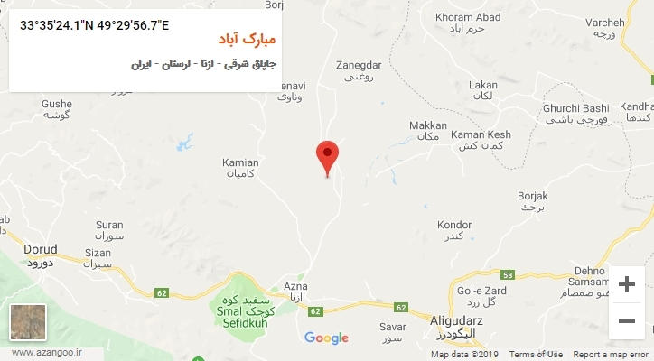 روستای مبارک آباد بر روی نقشه
