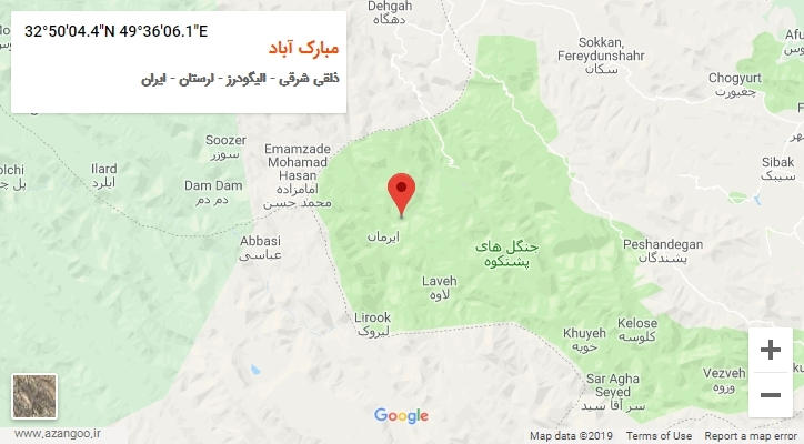 روستای مبارک آباد بر روی نقشه