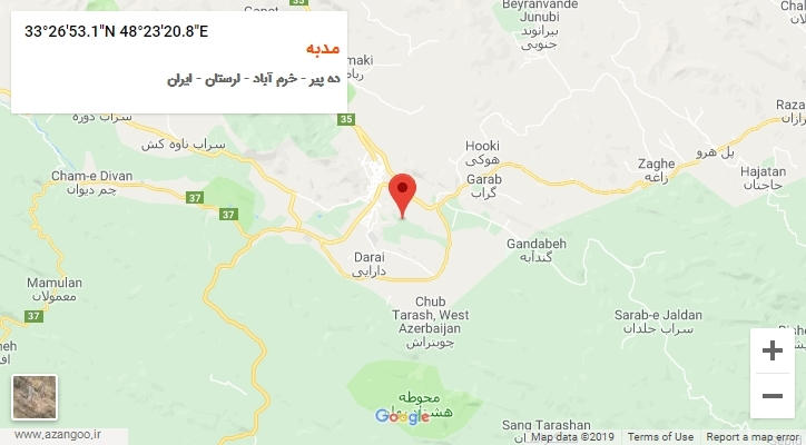 روستای مدبه بر روی نقشه
