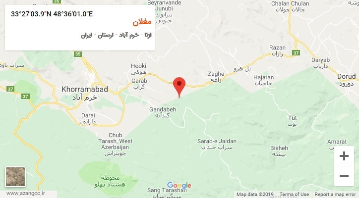 روستای مغلان بر روی نقشه