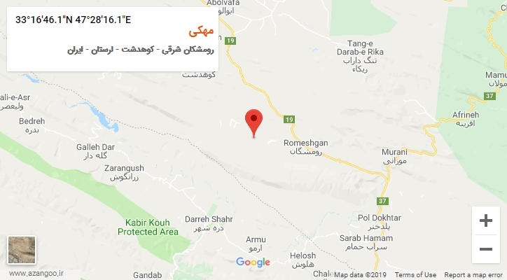 روستای مهکی بر روی نقشه