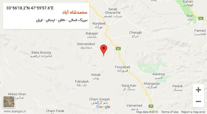 روستای محمدشاه آباد بر روی نقشه