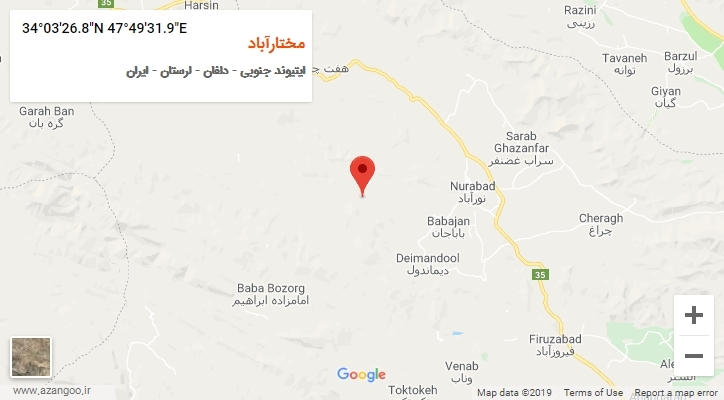 روستای مختارآباد بر روی نقشه