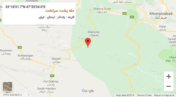 روستای مله پشت سرتخت بر روی نقشه