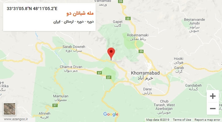 روستای مله شبانان دو بر روی نقشه