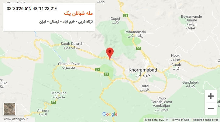 روستای مله شبانان یک بر روی نقشه