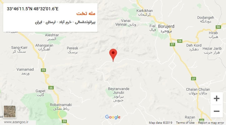 روستای مله تخت بر روی نقشه