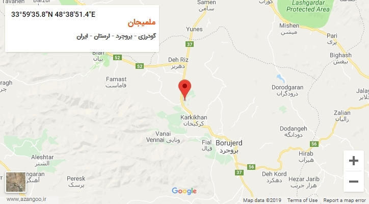 روستای ملمیجان بر روی نقشه