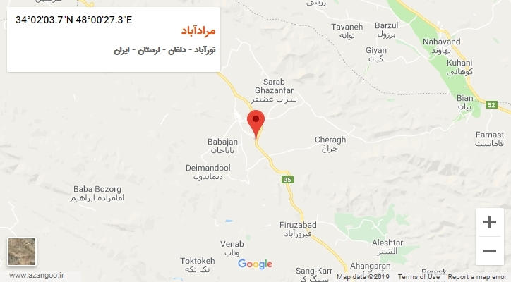 روستای مرادآباد بر روی نقشه
