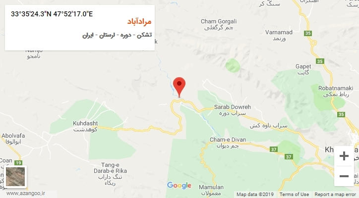 روستای مرادآباد بر روی نقشه