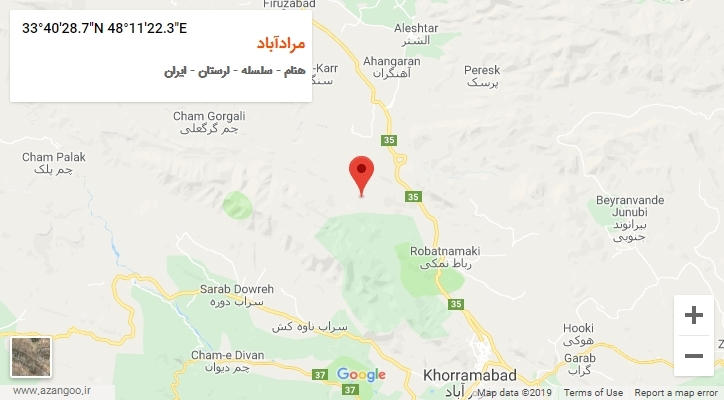 روستای مرادآباد بر روی نقشه