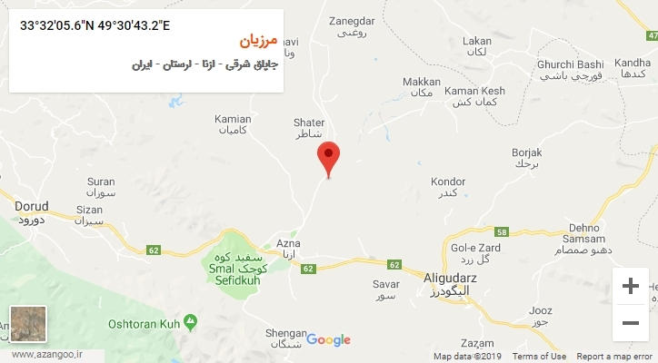 روستای مرزیان بر روی نقشه