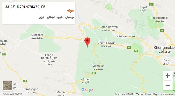 روستای موله بر روی نقشه