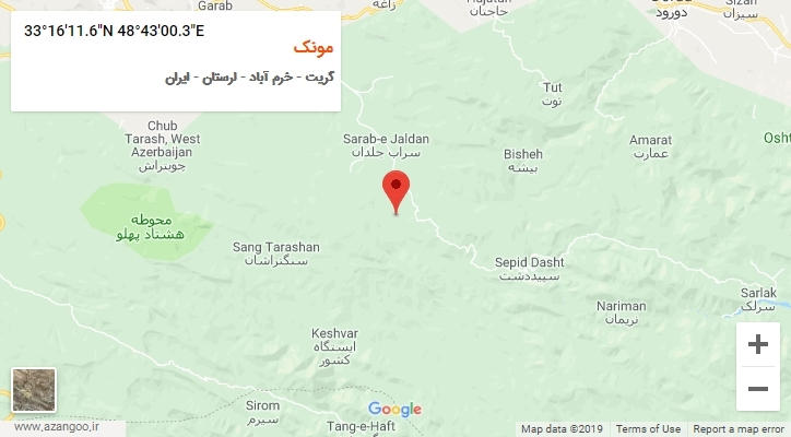 روستای مونک بر روی نقشه