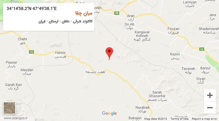 روستای میان چقا بر روی نقشه