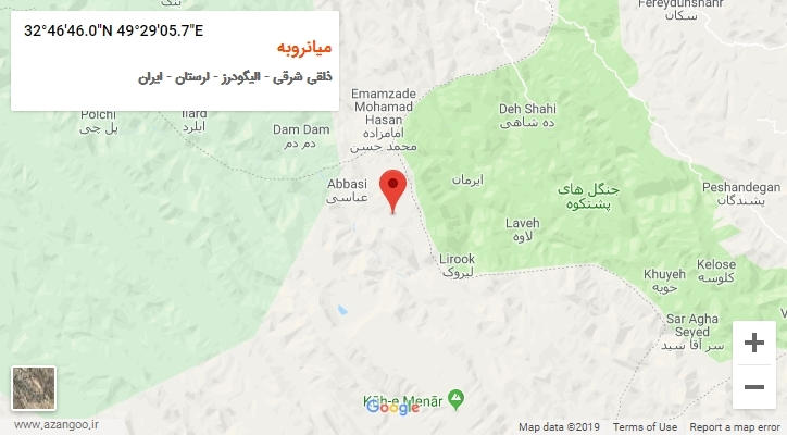 روستای میانروبه بر روی نقشه