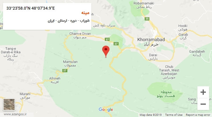 روستای مینه بر روی نقشه