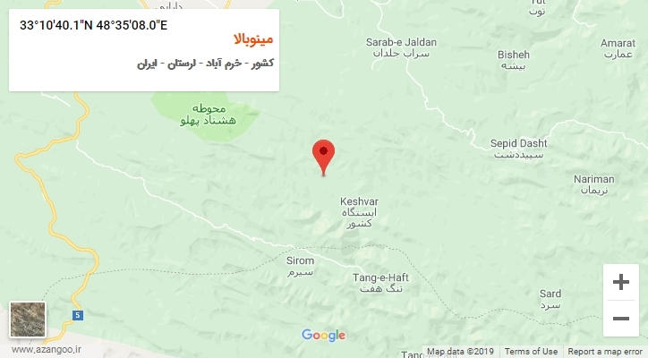 روستای مینوبالا بر روی نقشه