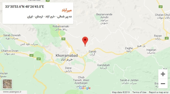 روستای میرآباد بر روی نقشه