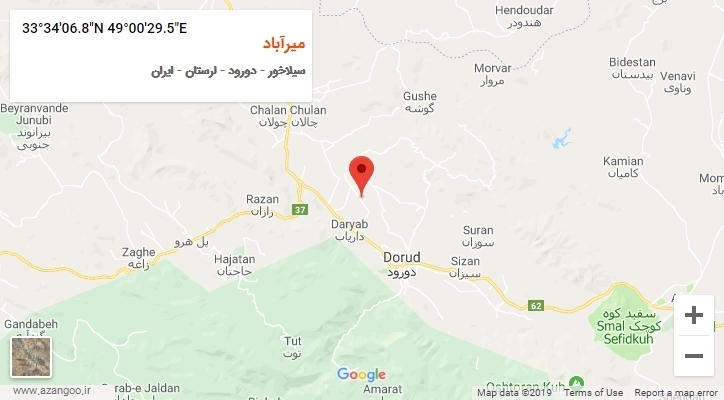 روستای میرآباد بر روی نقشه