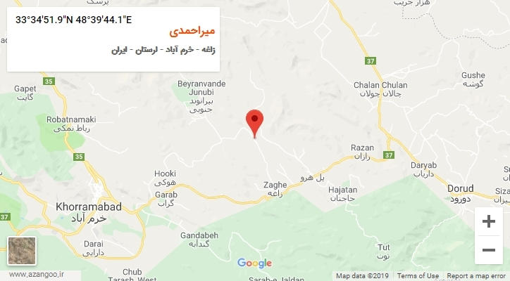 روستای میراحمدی بر روی نقشه