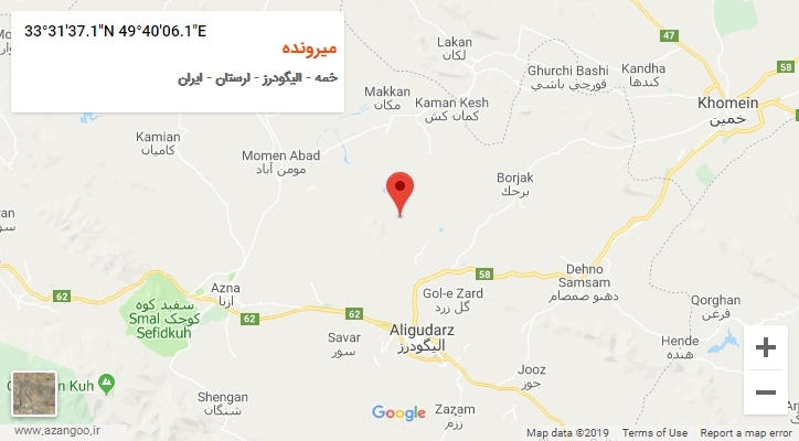 روستای میرونده بر روی نقشه
