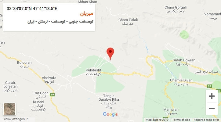 روستای میریان بر روی نقشه