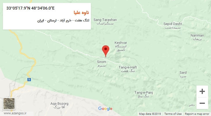روستای ناوه علیا بر روی نقشه