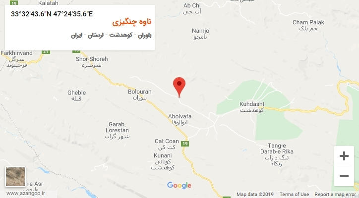 روستای ناوه چنگیزی بر روی نقشه