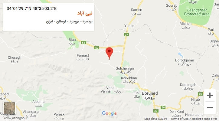 روستای نبی آباد بر روی نقشه