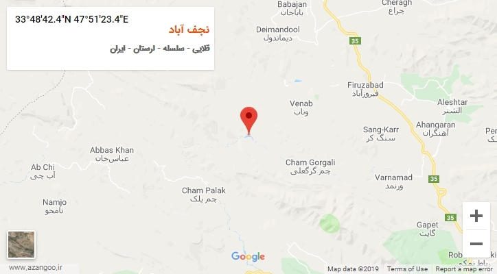 روستای نجف آباد بر روی نقشه