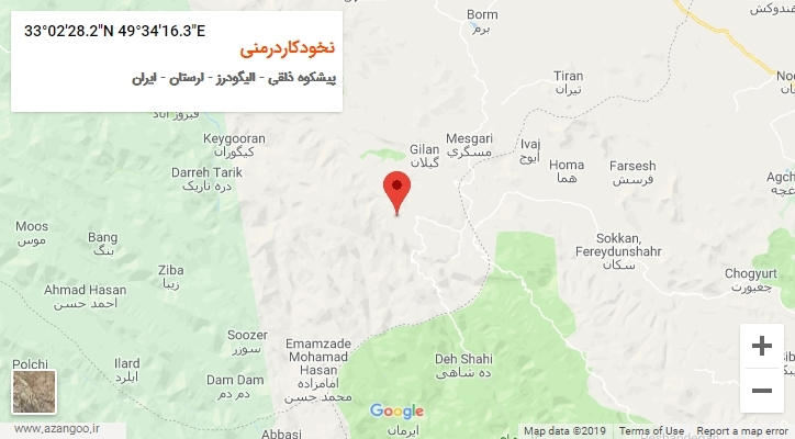 روستای نخودکاردرمنی بر روی نقشه