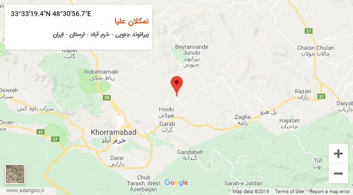 روستای نمکلان علیا بر روی نقشه