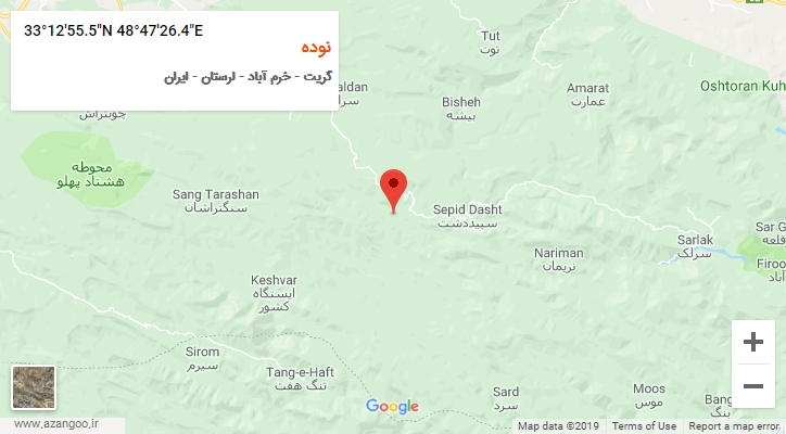 روستای نوده بر روی نقشه