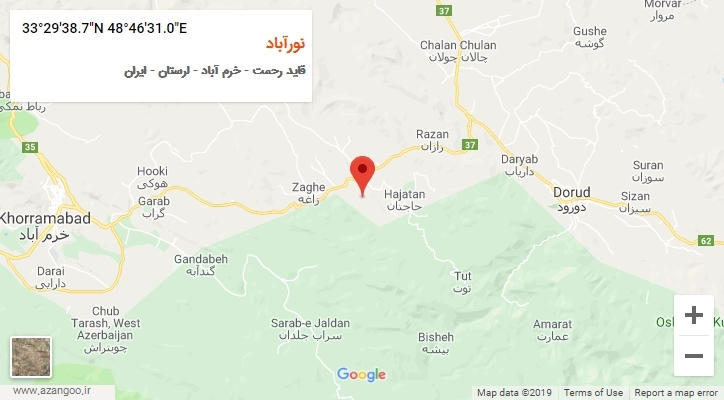 روستای نورآباد بر روی نقشه
