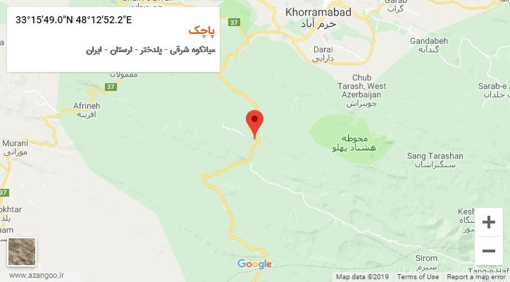 روستای پاچک بر روی نقشه