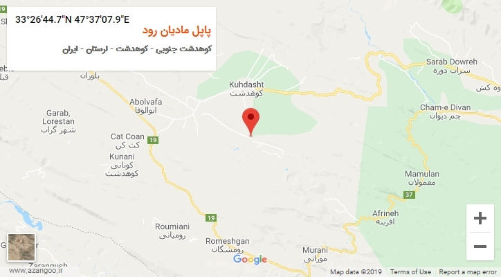 روستای پاپل مادیان رود بر روی نقشه